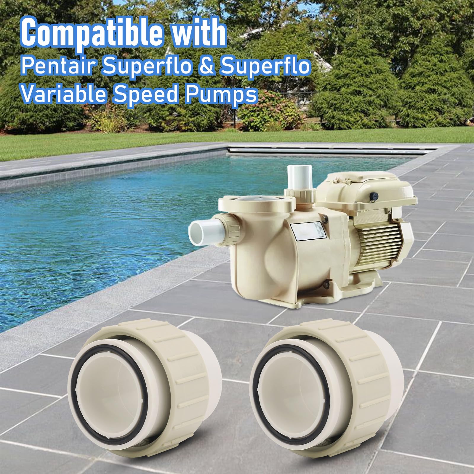 350157 Lot de 2 raccords de pompe de piscine de rechange pour pompes de piscine et spa Pentair Superflo à vitesse variable et SuperMax