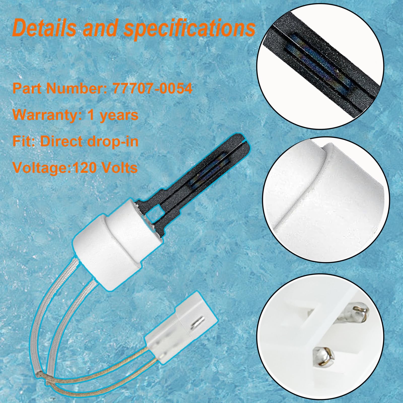 Igniter With Gasket Kit Replacement For Pentair Pool & Spa Heater - Part #77707-0054, Fits Max-E-Therm & MasterTemp Models