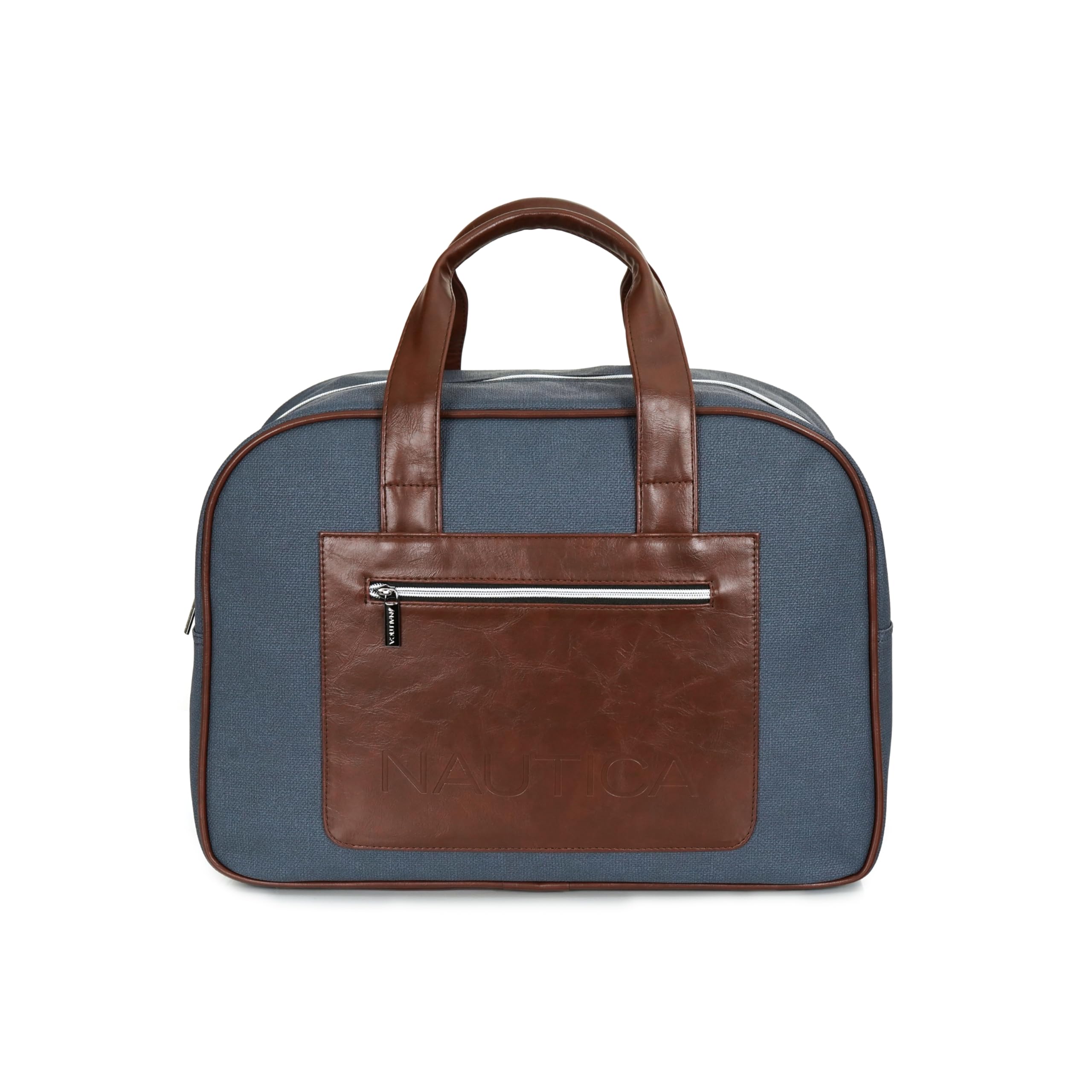 Unisex 28.16L Travel Duffel Bag | PU Leather | Water Resistant & Collapsible | Premium Textured Weekender with Robust Bottom | Lightweight Cabin-Friendly Weekender, Travel Duffle | Navy Blue-image-46