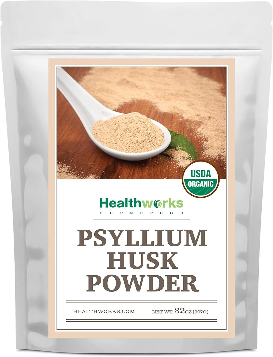 Healthworks Psyllium Husk Powder Organic - 32 Oz / 2 Lbs - Raw - Certified Organic - Finely Ground Powder from India - Keto, Vegan & Non-GMO - Fiber Support
