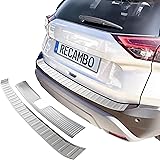 RECAMBO Stainless Steel Boot Sill Protector - Suitable for Nissan X-Trail | T33 | Year of Manufacture from 2021> 2-Piece Set in Brushed Look for Bumper Inside and Outside with Textured Surface - 2