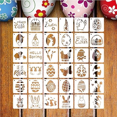 36 Pack Happy Easter DIY Crafts Stencils for Kids
