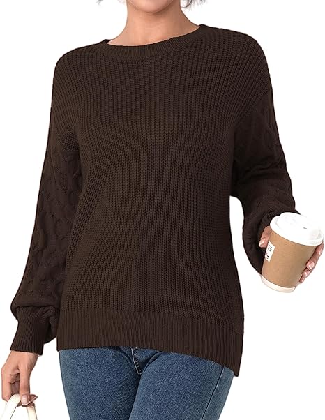 Fall Sweaters for Women 2025 - Lightweight, Honeycomb Long Sleeve, Elastic Hem, Crew Neck, Textured Knit Pullover