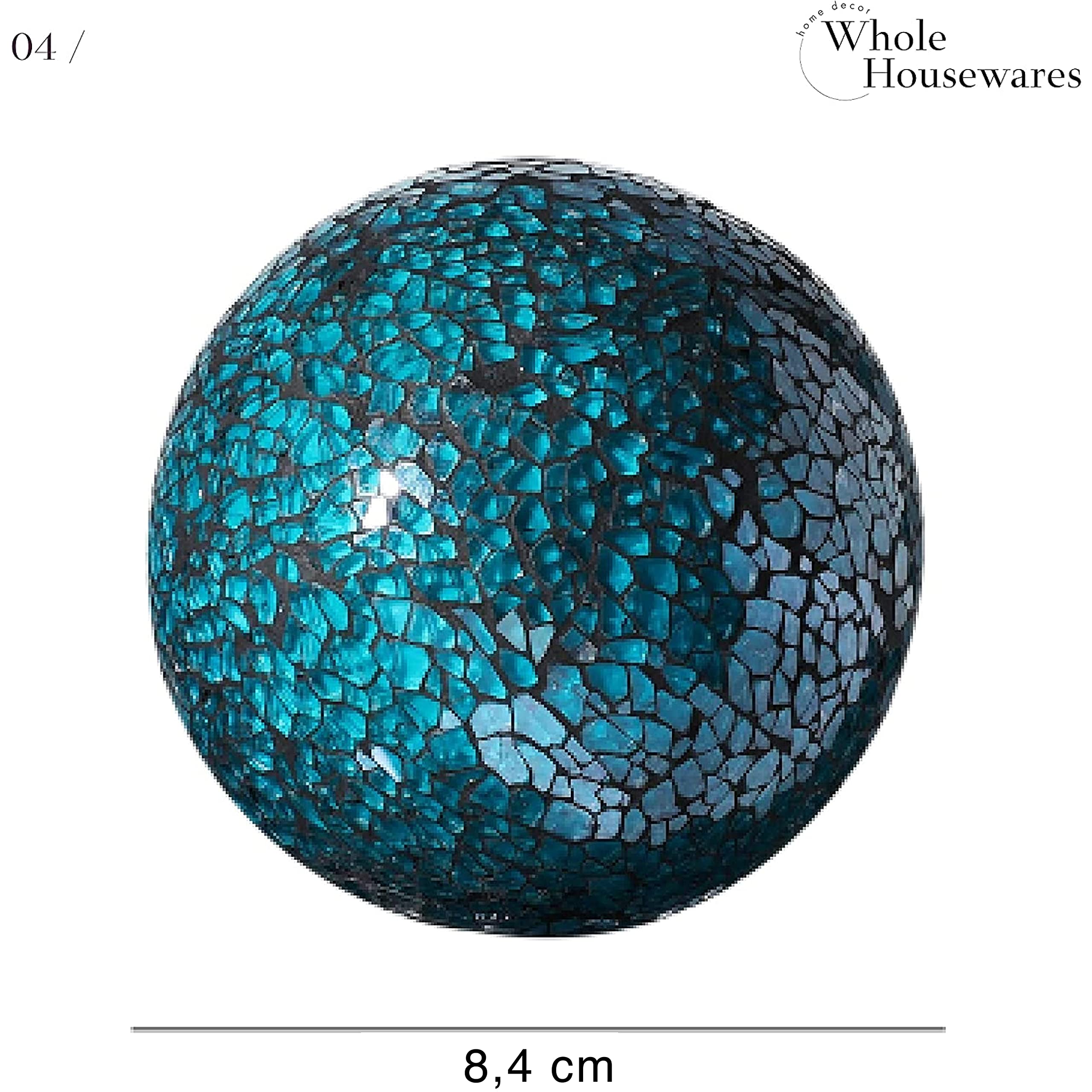 WHOLE HOUSEWARES Palline Decorative in Vetro Mosaico - Palline da Tavolo Decorative Moderne - Decorazioni per il Tavolo da Pranzo e il Tavolino da Caffè - Set di 5 - Turchesi