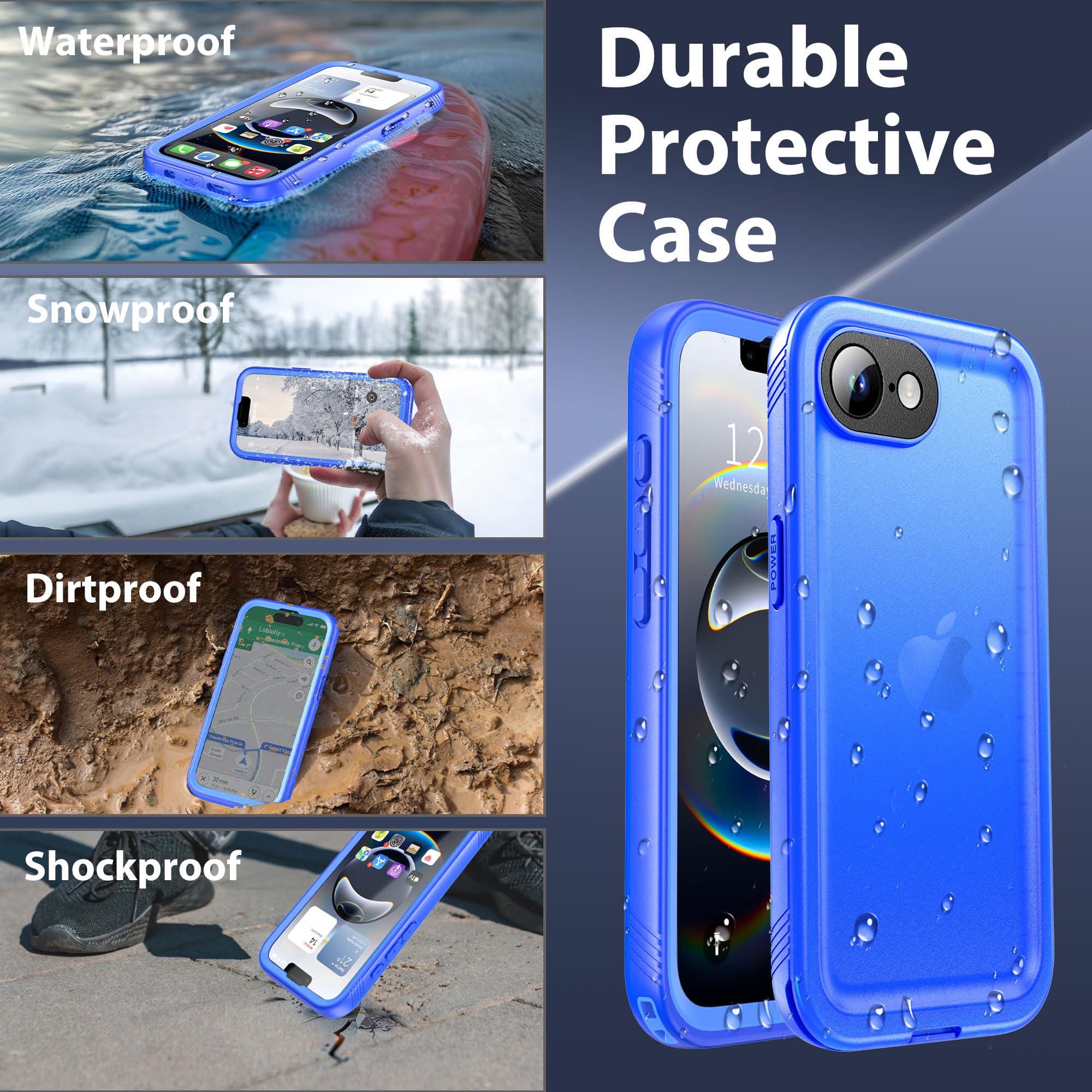SPORTLINK Custodia impermeabile per iPhone 16e – protezione schermo integrata e protezione per obiettivo fotocamera, impermeabile fino a 2 m, resistente a cadute, antiurto, antipolvere, IP68 subacqueo