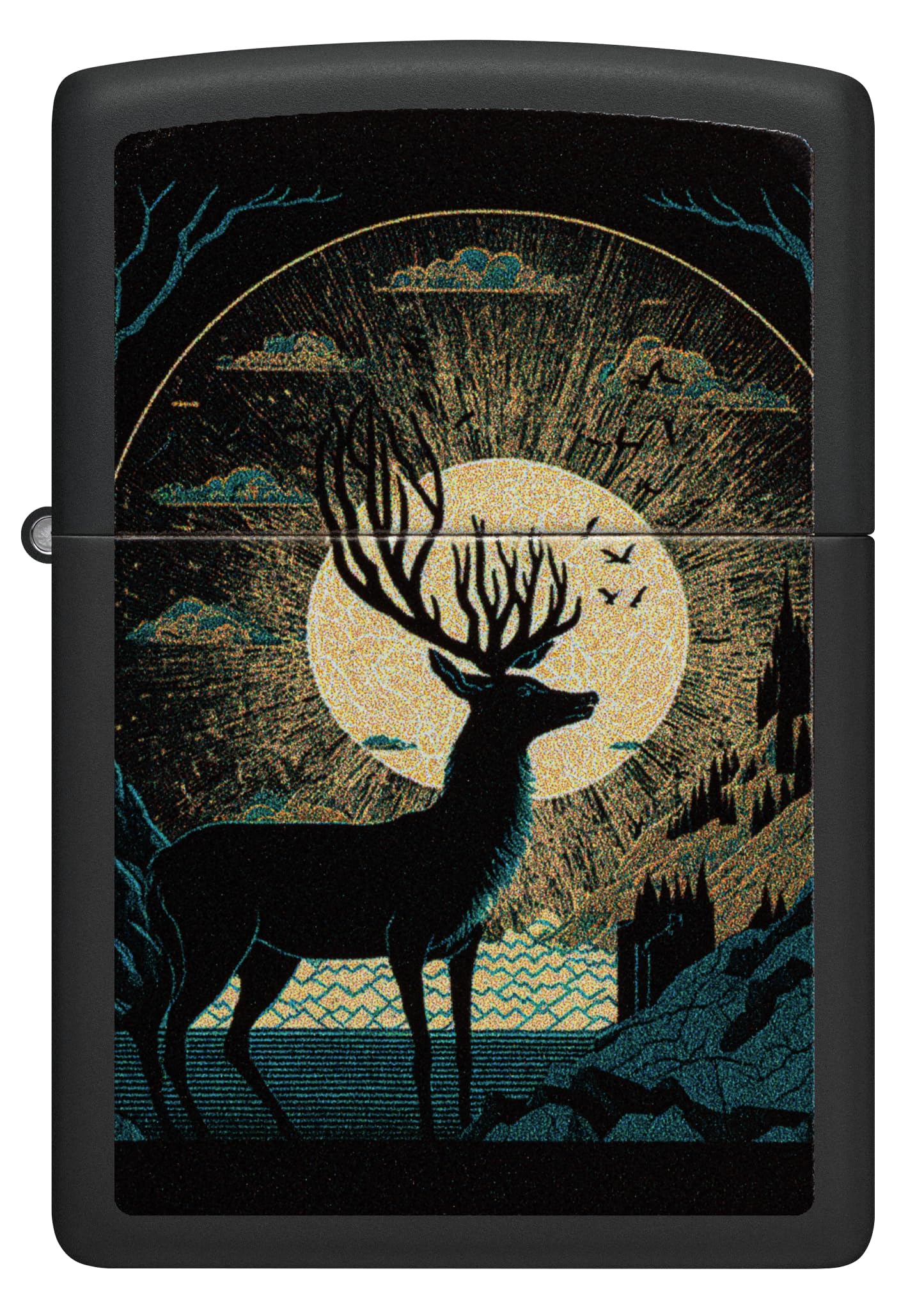 Zippo Sturmfeuerzeug - Surreal Deer, Black Matte, Color Image - Nachfüllbar - Wiederverwendbar - Windfestes Design - Geschenkbox - Made in USA