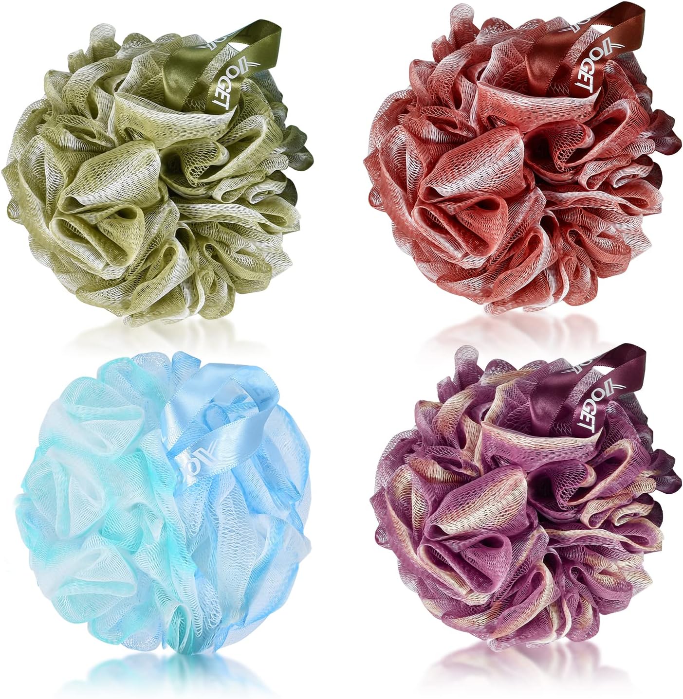 Bath Loofah Sponge, 4 Color 60G Loofah Exfoliating Body Scrubber, Exfoliate, Cleanse, Soothe Skin