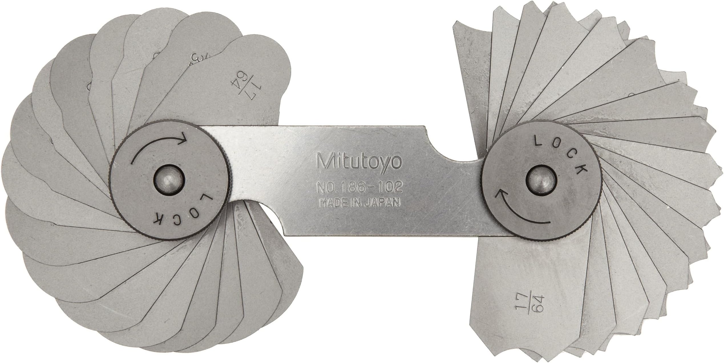 186-102, Radius Gage Set, 16 Pairs of Leaves, 17/64" to 1/2" by 64ths