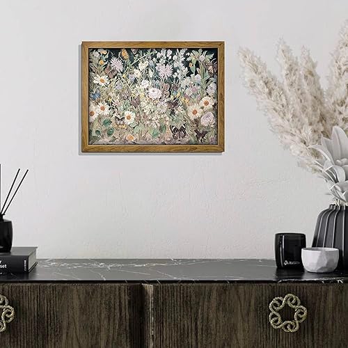 Miniatura 3 de BANMU Arte de pared de flores silvestres para jardín, decoración de primavera, arte de pared de flores, pintura floral tonificada con joyas para