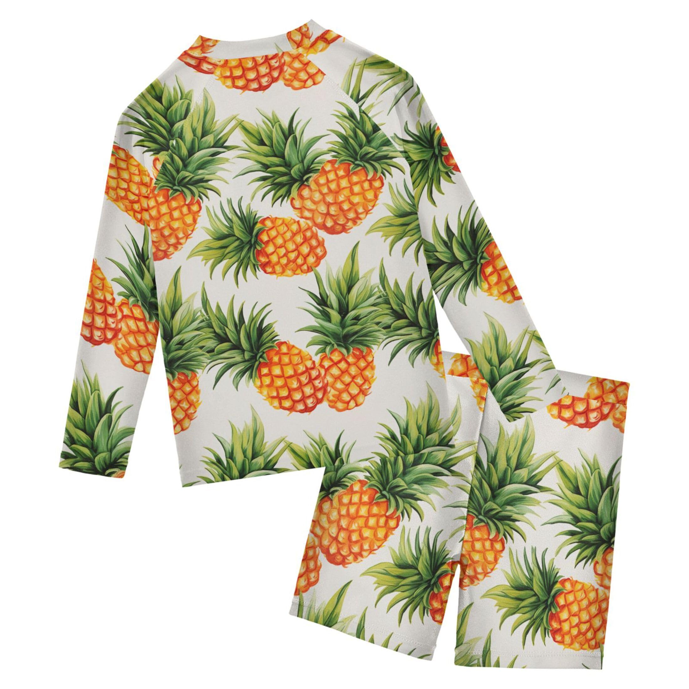 Pineapple Fruit Summer Baby Boys' Toddler Long Sleeved Rashguard Swim Bathing Suit Set B0403891