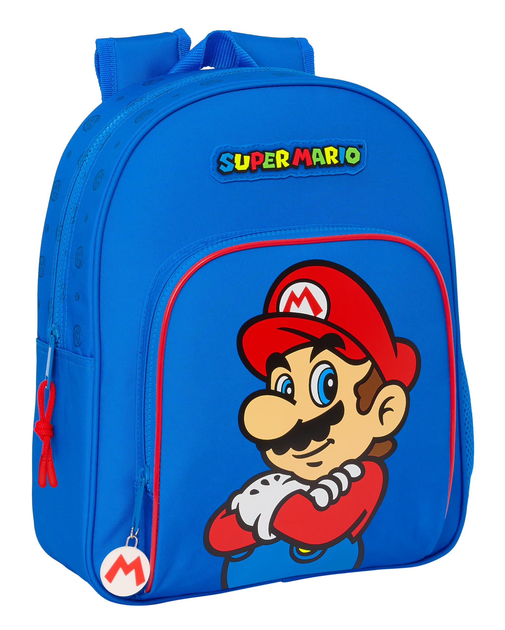 Safta SUPER MARIO PLAY - Mochila Infantil, Ideal para Niños de Diferentes Edades, Cómoda y Versátil, Calidad y Resistencia, 28x10x34 cm, Color Azul/Rojo