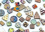 0.8 oz (25g) Mix of Unique Czech Bohemia Glass Pressed Beads with Various Patterns, Matte and Glossy, Hand Made BCV