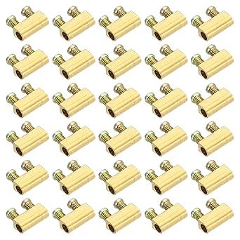 PATIKIL Steel Wire Rope Cable Clamp, 50 Pack M3 Double Hole Wire Rope Clips 3.0mm Line Hole with End Screw Stopper Gold Tone
