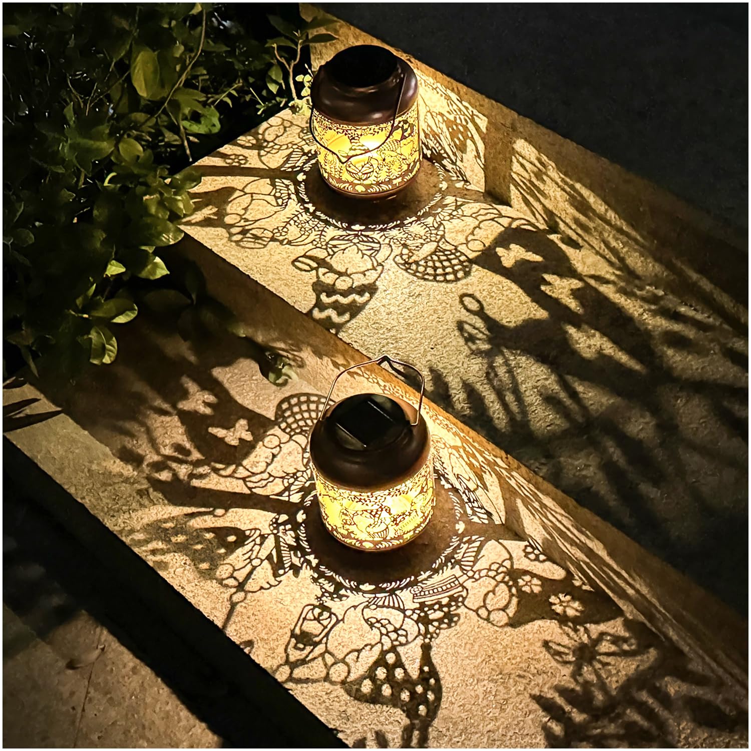 TIGGSY 2 Pack Gnomes Solar Lanterns Outdoor Waterproof,Hanging Solar Lights Gnome Gifts for Women Metal LED Decorative Light for Yard,Patio,Lawn,Tabletop,Pathway,Landscape,Garden Gnomes Decor — image 1