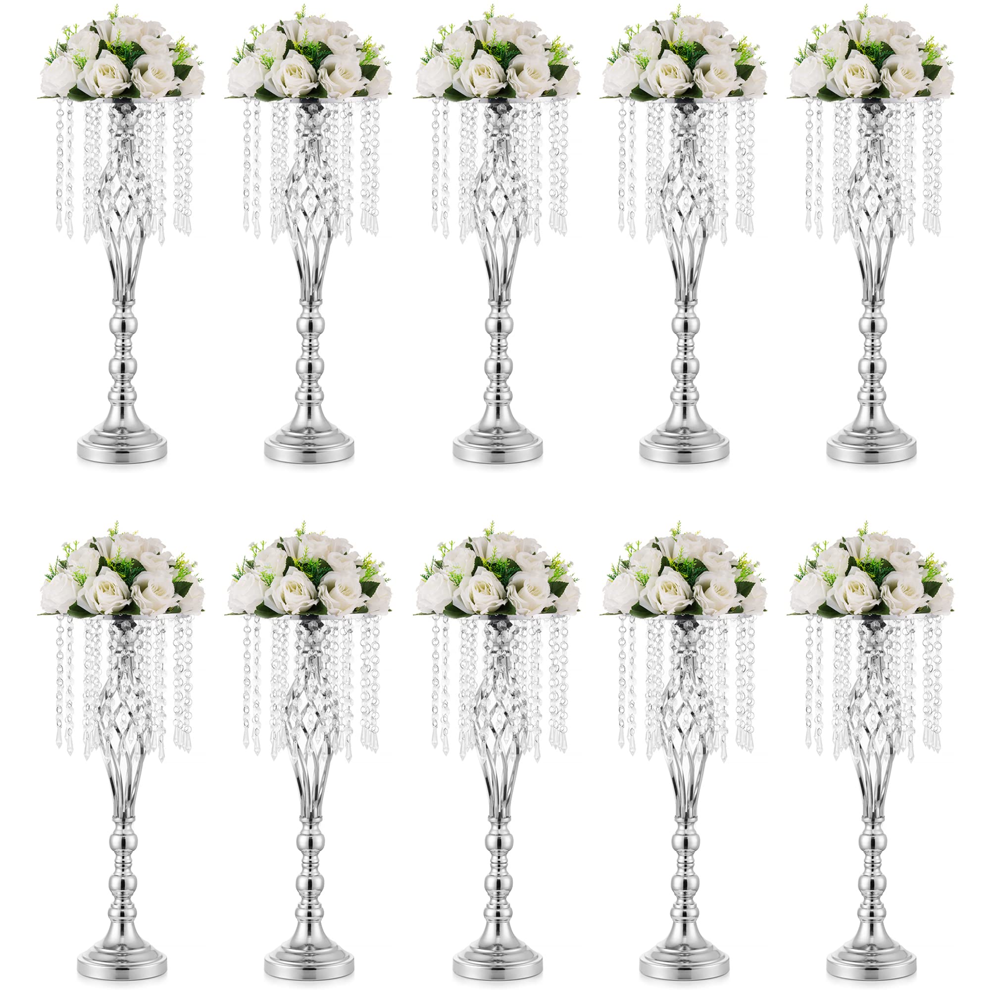 Decorazioni da tavola centrotavola per matrimoni, 10 vasi argentati