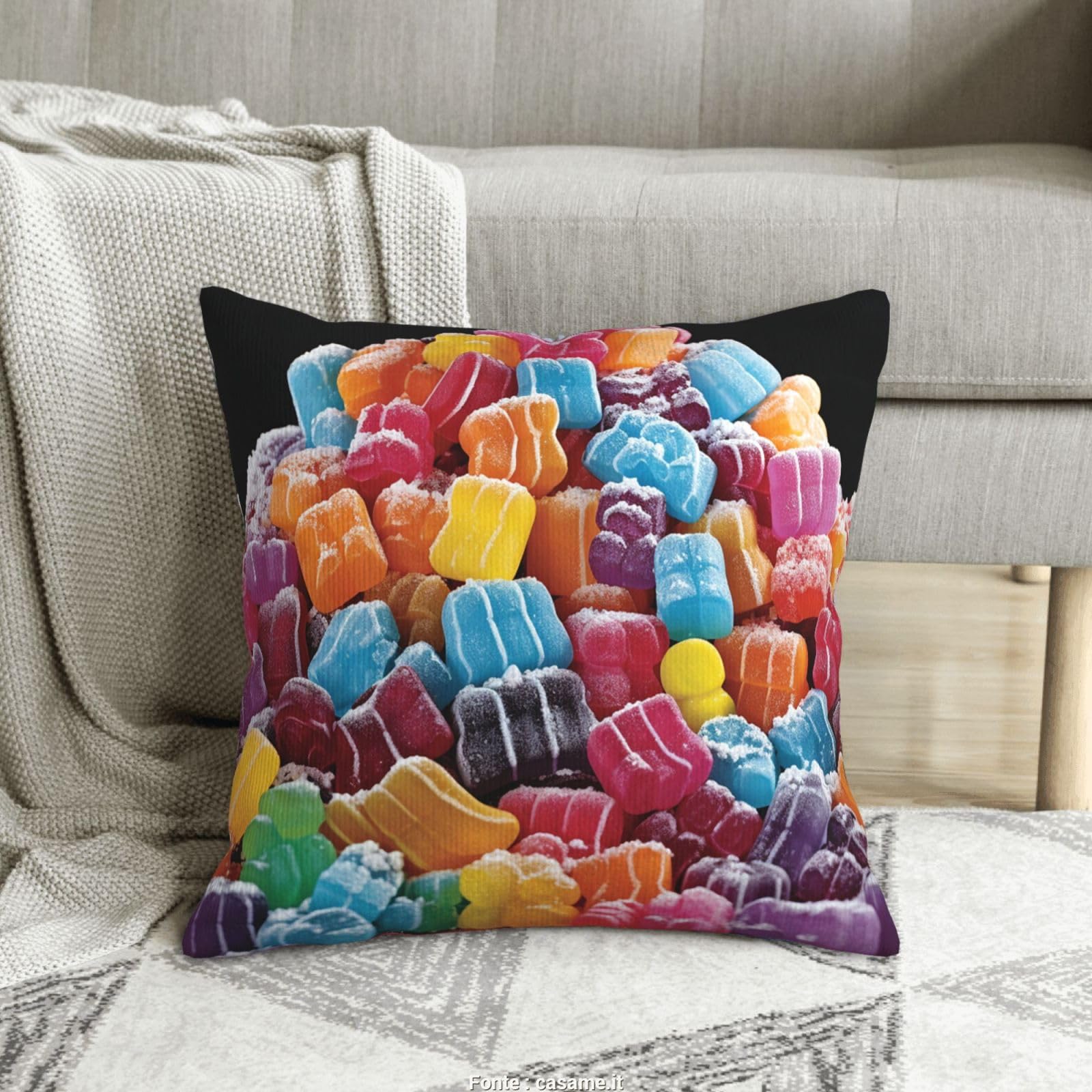 Housse de coussin en velours côtelé doux style sucre pour salon cocooning