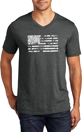 Comical Shirt Mens Distressed American Flag Patriotic July 4th Shirt Triblend V-Neck