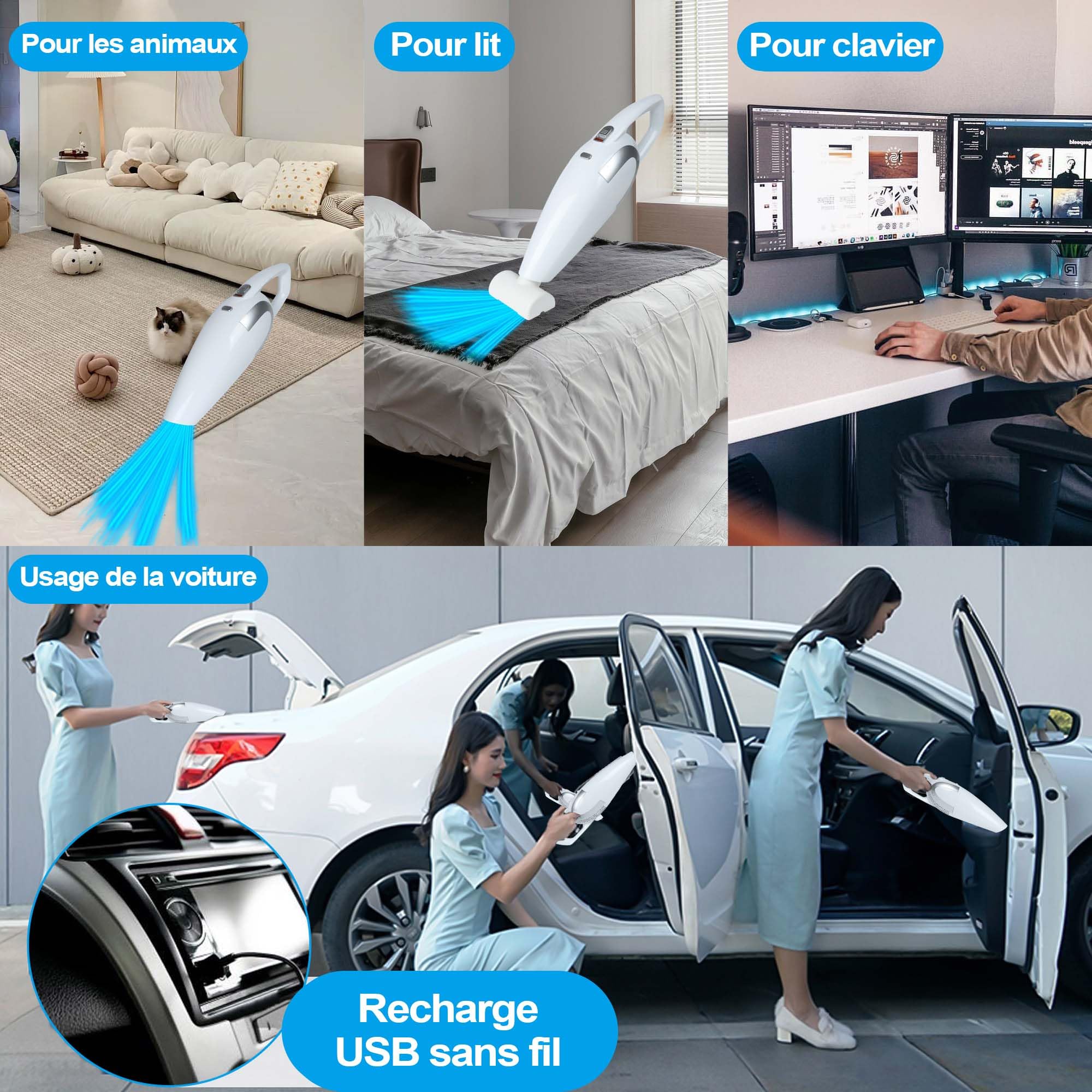 Aspirateur à Main Aspirateur Voiture Sans Fil Rechargeable 6000Pa 120W Portable Aspirateur - Auto Aspirateur à Main Aspirateur Voiture Sans Fil Rechargeable 6000Pa 120W Portable Aspirateur - Auto