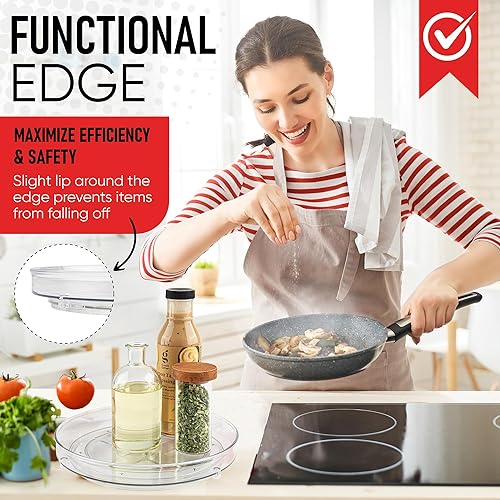 Miniatura 5 de Oizeir Clear Lazy Susan Organizador (paquete de 2) tocadiscos de 9 pulgadas para cocina, despensa, nevera, baño y encimeras de tocador, organizador