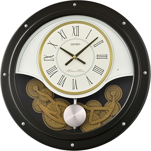 SEIKO QXM617KLH Westminster Chime /18 Melodies Pendulum Wall Clock, Black