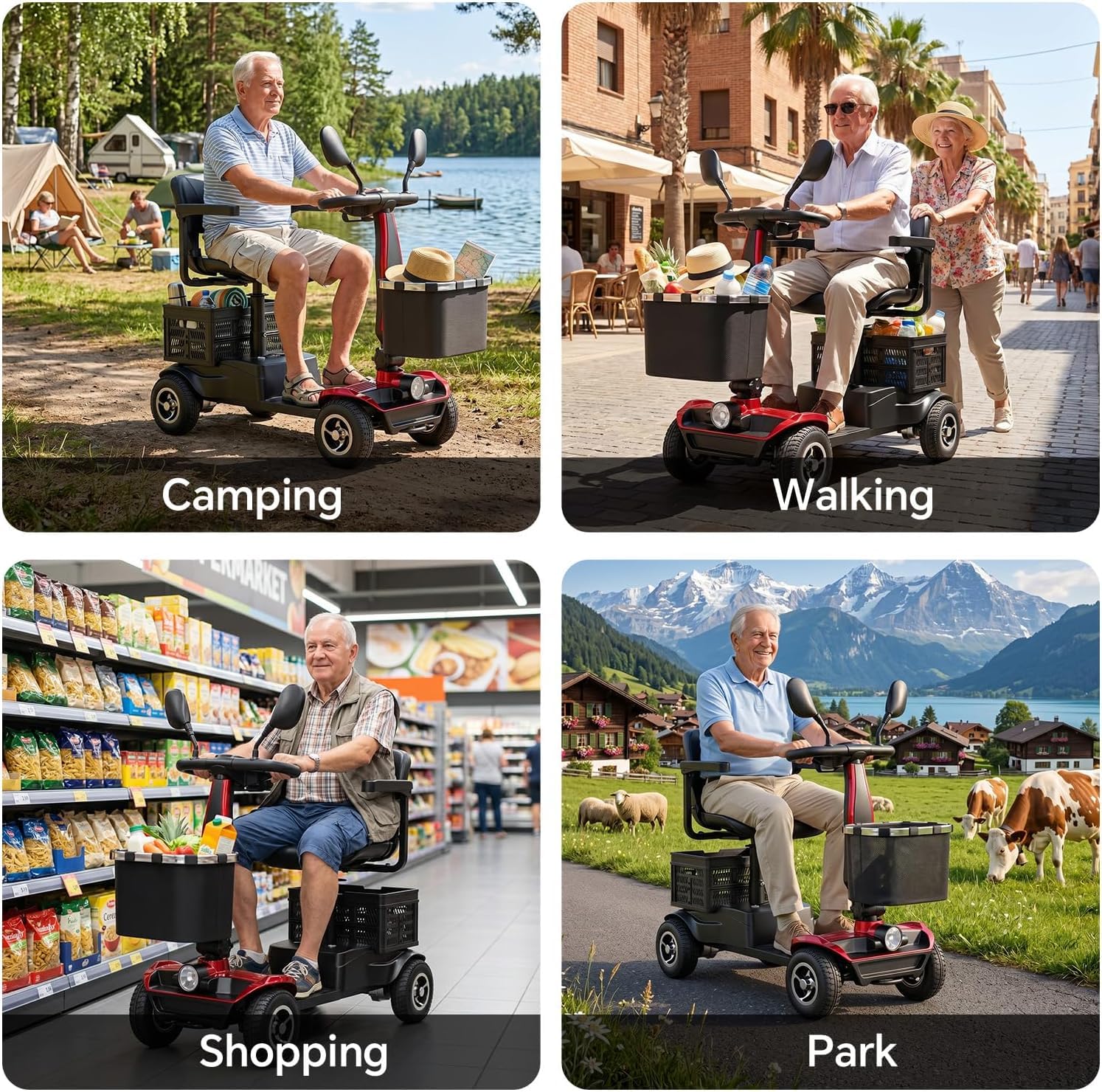 Scooter eléctrico Plegable para Personas Mayores, con batería de 12 Ah, Motor de 250 W, autonomía de 20 a 35 km, 150 kg. Scooter eléctrico Plegable y Ligero para Personas Mayores