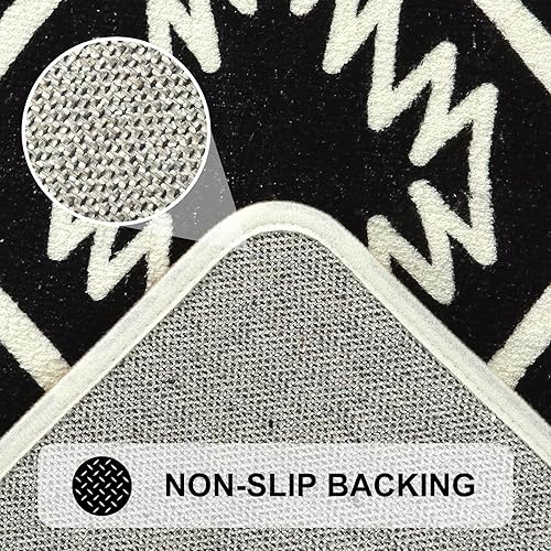 Miniatura 4 de Uphome Juego de 3 tapetes de baño bohemios, suaves, antideslizantes, con contorno en forma de U, lavable a máquina, geométricos occidentales,