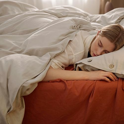 Miniatura 2 de Bedsure - Juego de funda de edredón de lino queen, mezcla de algodón y lino, color lino, 3 piezas, 1 funda de edredón de 90 x 90 pulgadas y 2 fundas