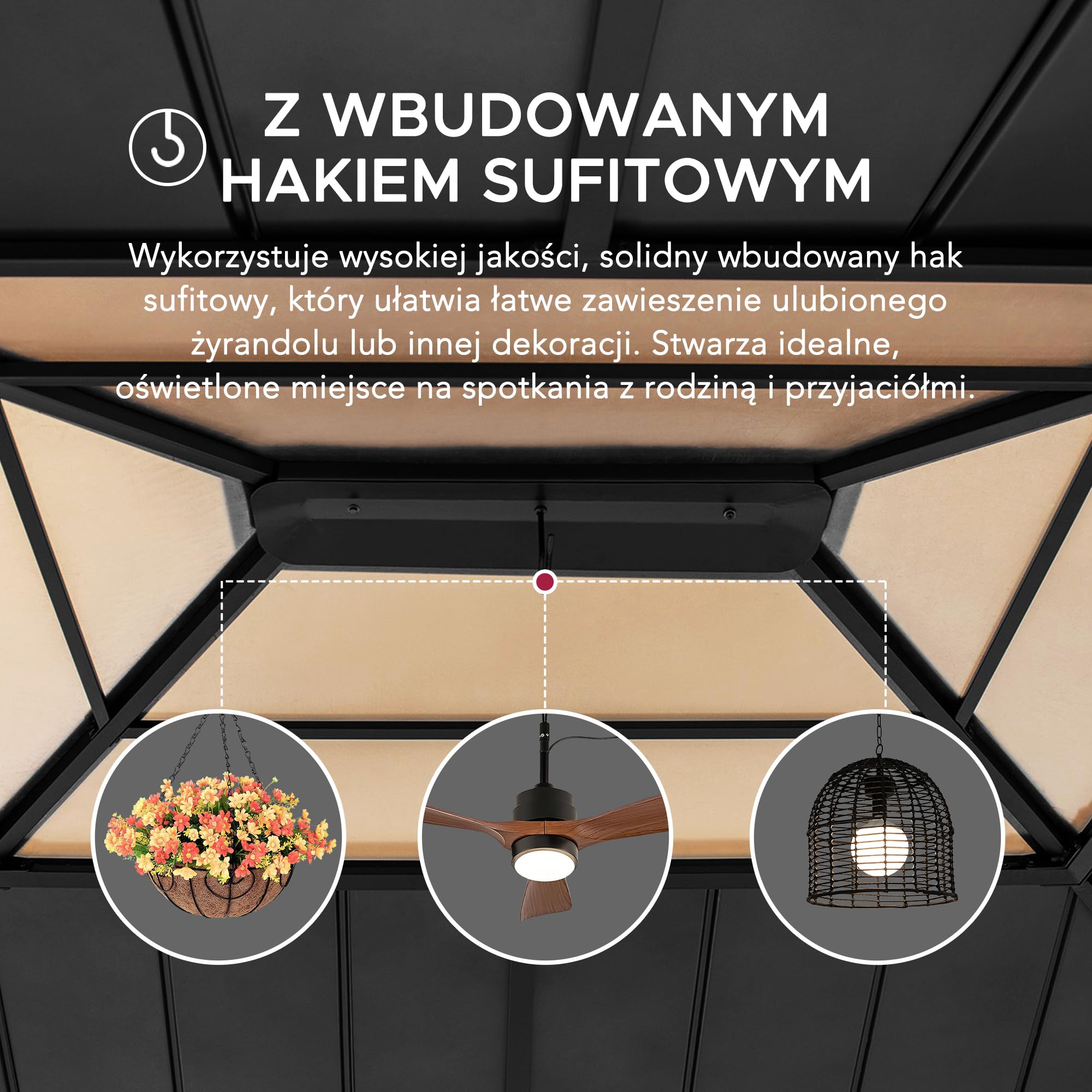 SUNJOY 3,3x3,9 m zewnętrzny drewniany pawilon cedrowy,Konstrukcja z naturalnego drewna cedrowego, Dach stalowy z świetlikiem z poliwęglanu, pawilon ogrodowy do zacienienia, Odporność na śnieg i wiatr