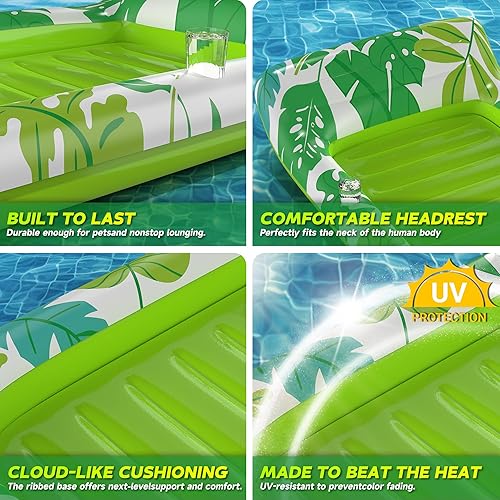 Miniatura 5 de Flotadores inflables de piscina para adultos, sillas flotantes con portavasos, flotadores de piscina resistentes para diversión acuática de verano,