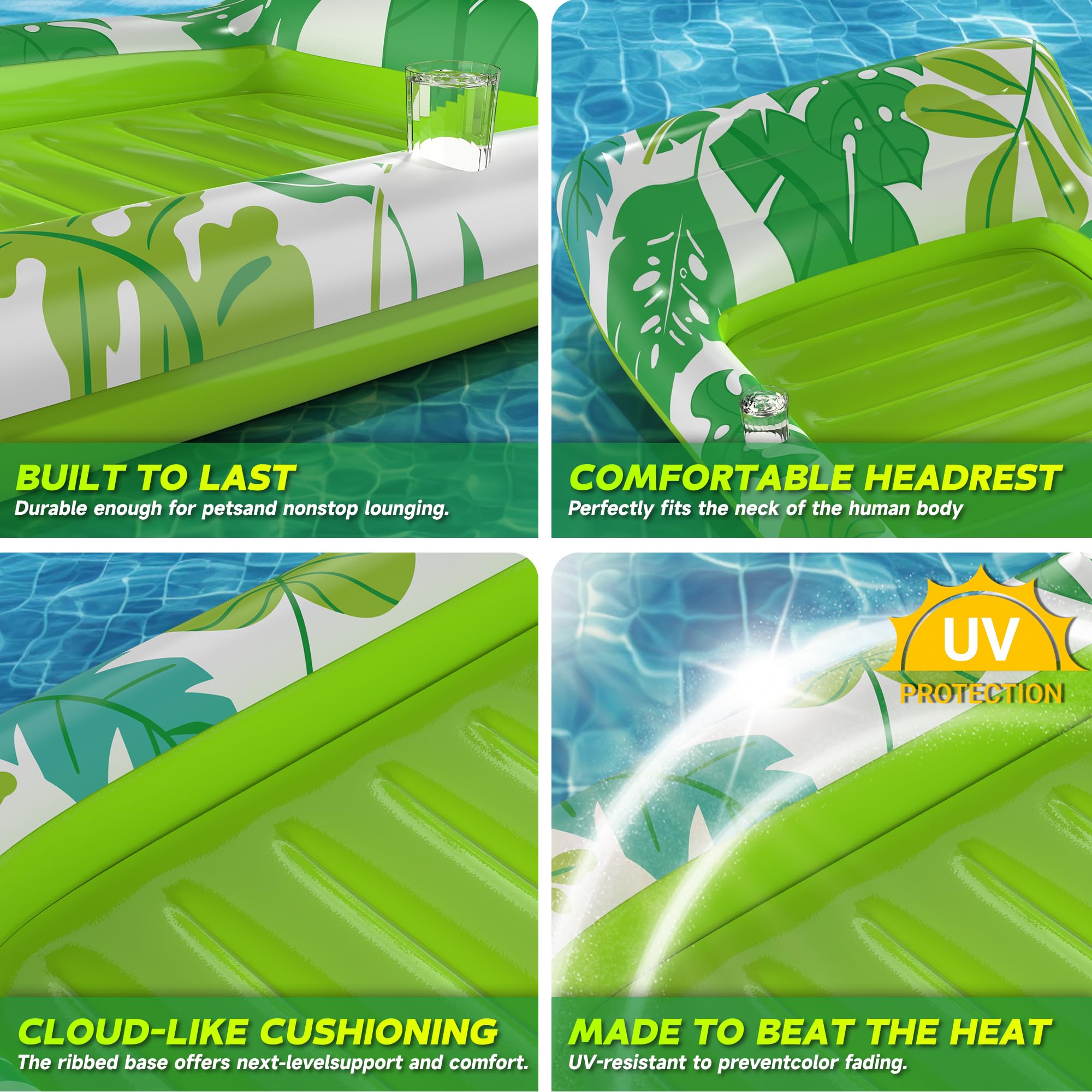 CACSPS Aufblasbarer Bräunungspool Lounger Float Mit Getränkehalter