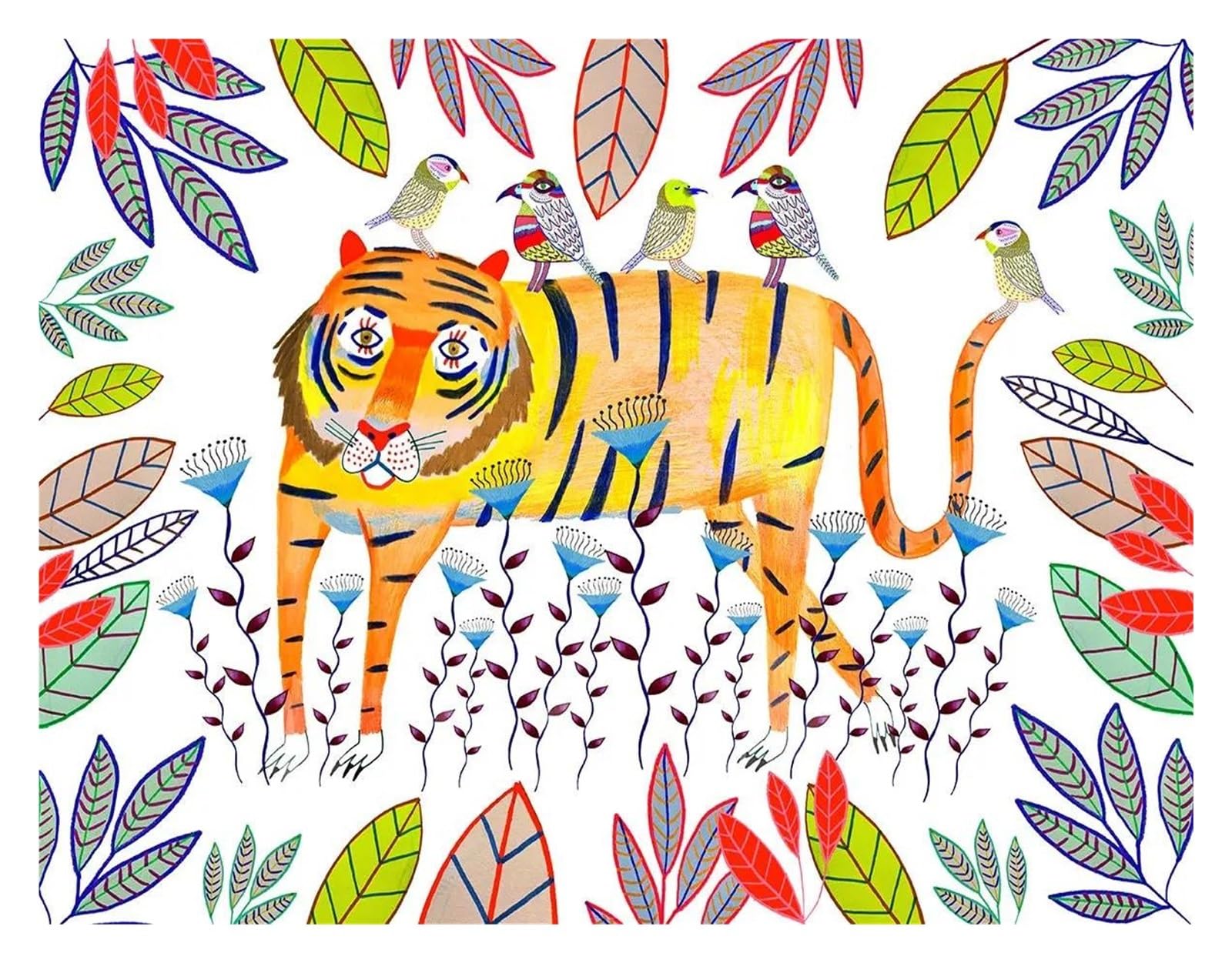 Lienzo de animales de la selva impreso en alta definición para cuarto infantil