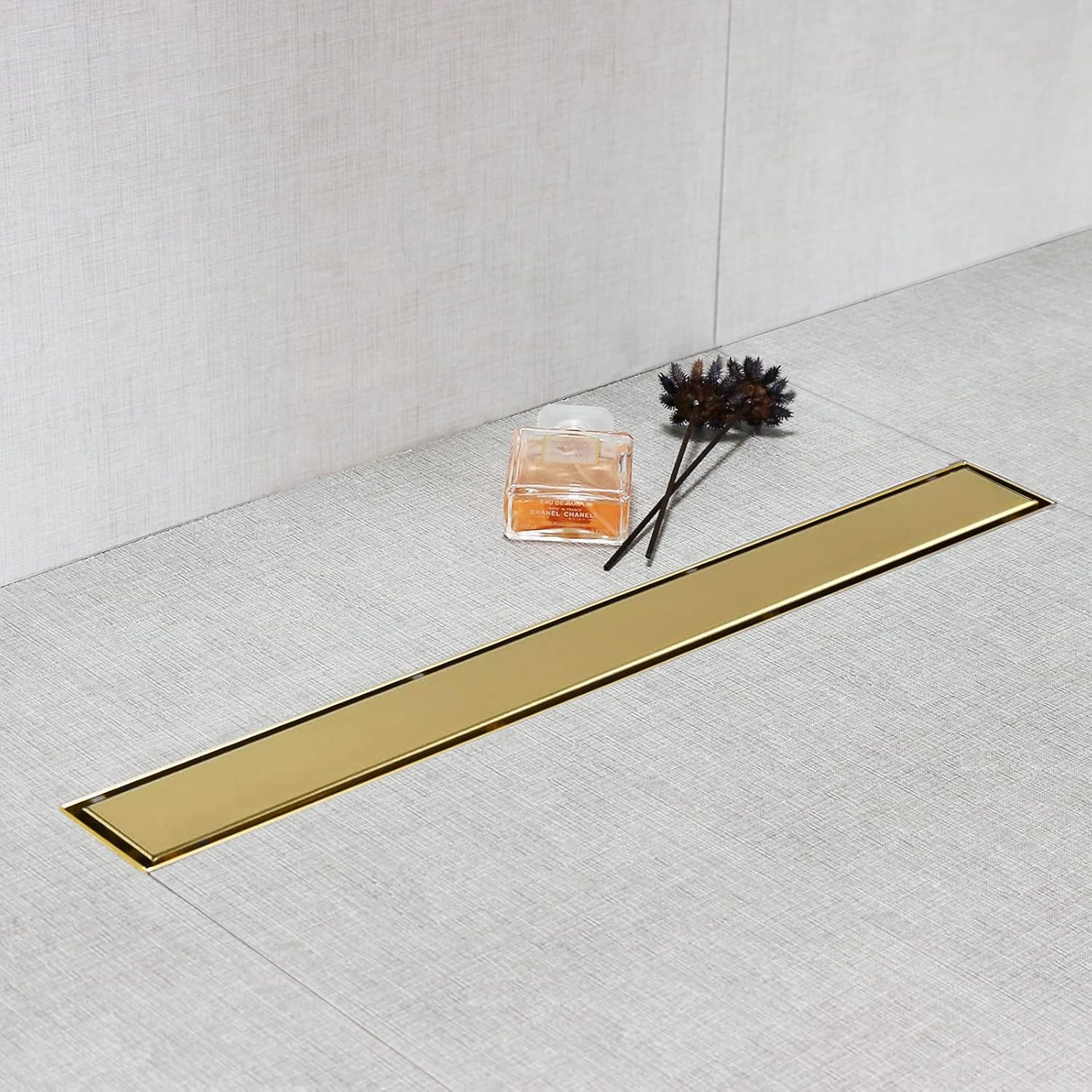 SaniteModar Linear Shower Drain, Gold Shower Drain 32 inch with 2 in 1