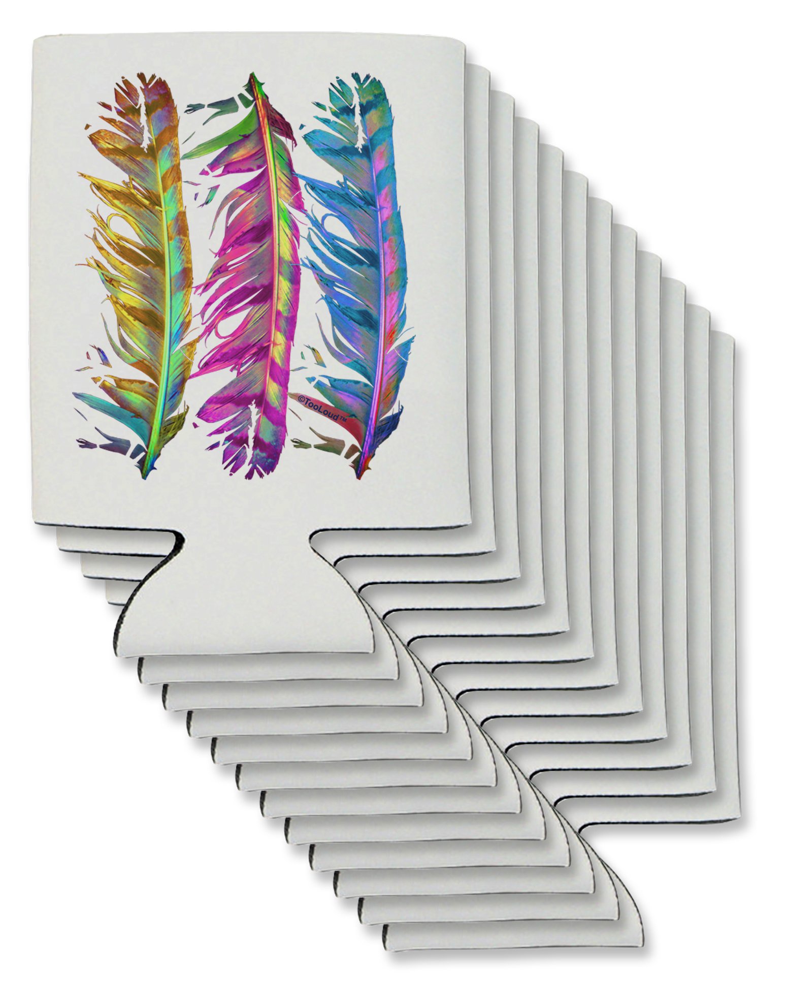 TooLoud Magic Feathers Can/Bottle Insulator Coolers - 12 Pieces