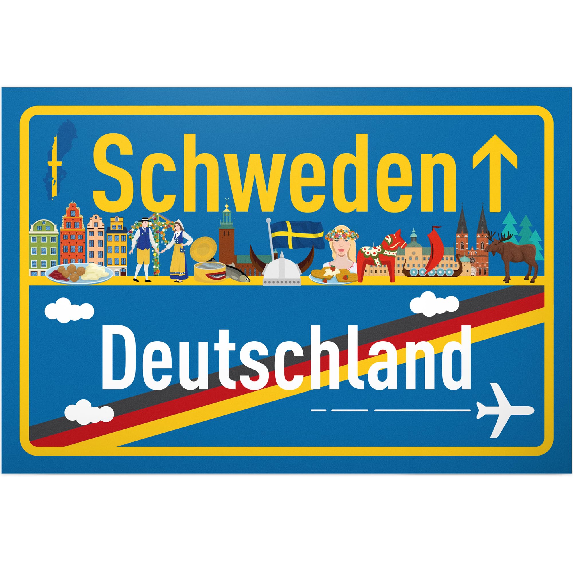 DankeDir! Cartello Locale Della Svezia Germania - Cartello In Plastica