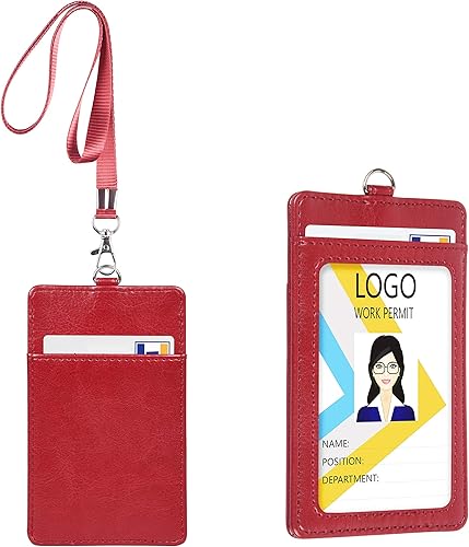 Miniatura 119 de Teskyer - Soporte para tarjetas de identificación con cordón, soporte de cuero para tarjetas de identificación, portatarjetas con cordón, vertical