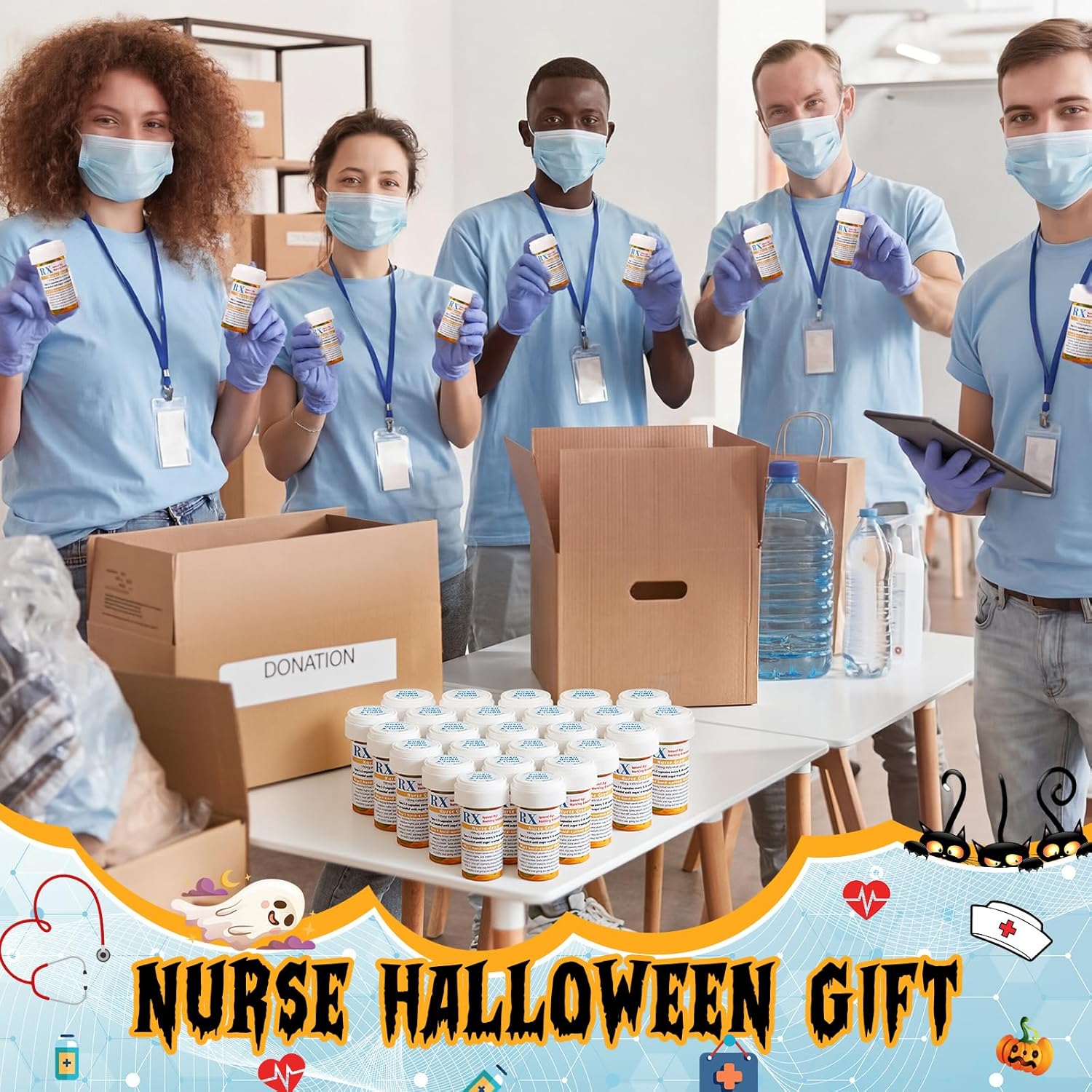 50 Set Nursing Party Supplies 50 Empty Pill Bottles with Caps 13 Dram Plastic Medicine Containers with 50 Sticky Label Pill Vial for Nurse Party Favors Serve