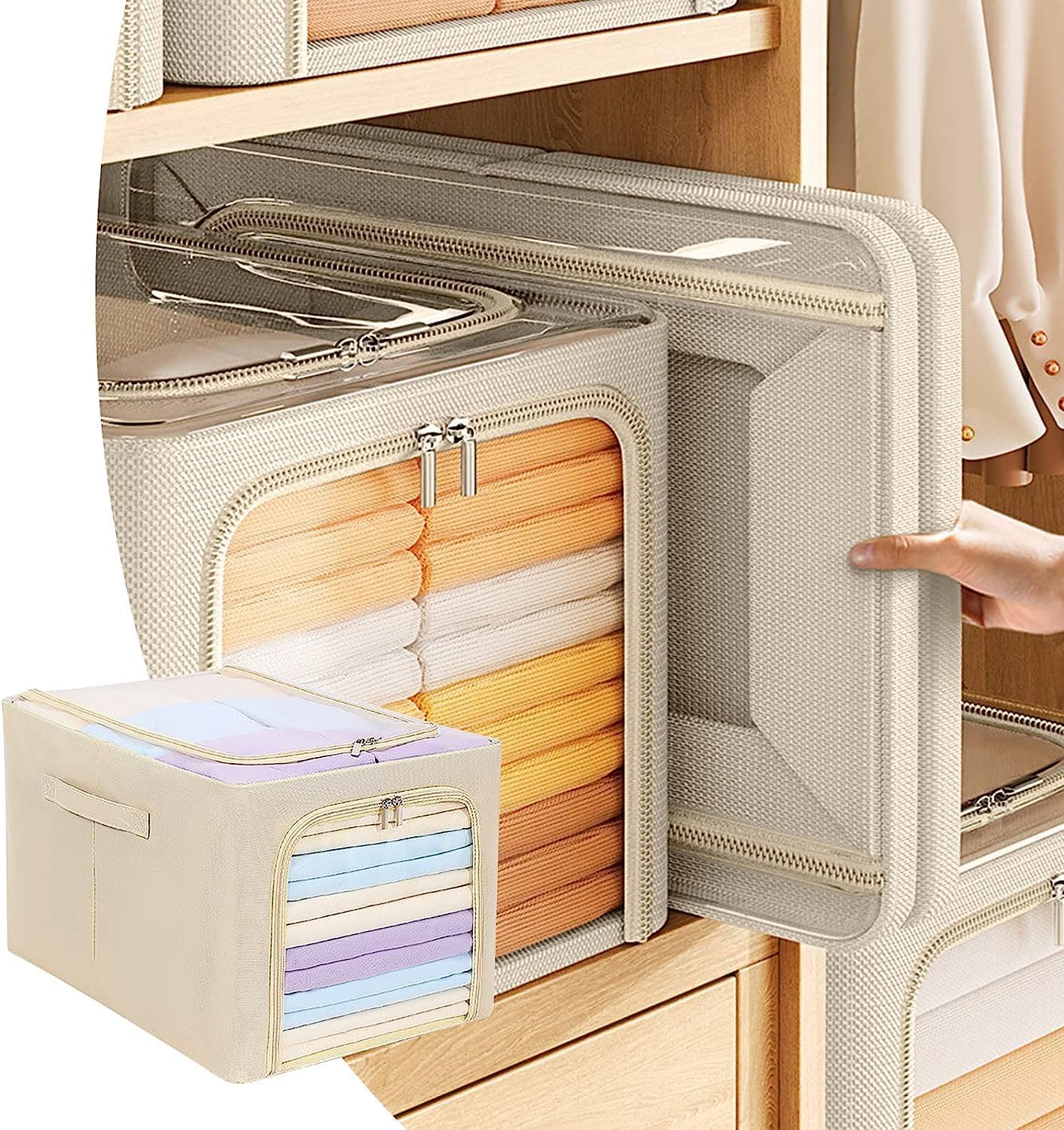 Clothing Storage Bags Clothes Storage Bags Collapsible Organizers for Clothing with Clear Windows Blanket Storage Bag Container Bin Clothes Organizer (Color : K1, Size : 17x11x9 inch)