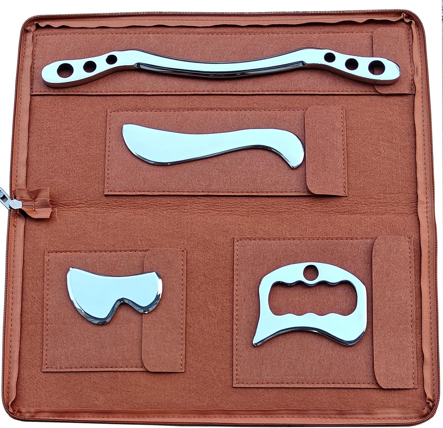 4 in 1 Stainless Steel Gua Sha Muscle Scraper Massage Tool IASTM Tool Set for Soft Tissue Therapy and Reduce Arms,Back, Legs, Shoulder Muscle Pain（4-Set）