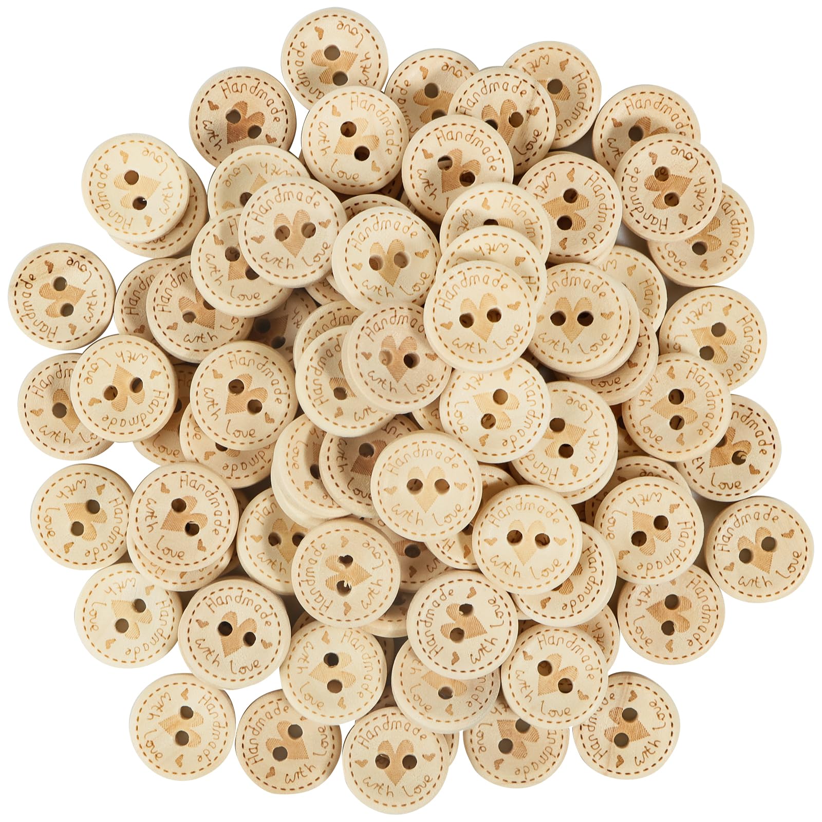 140 Bottoni Legno Per Bambini - 15/20/25mm Con 2 Fori, Naturali Per Cucito E Decorazioni