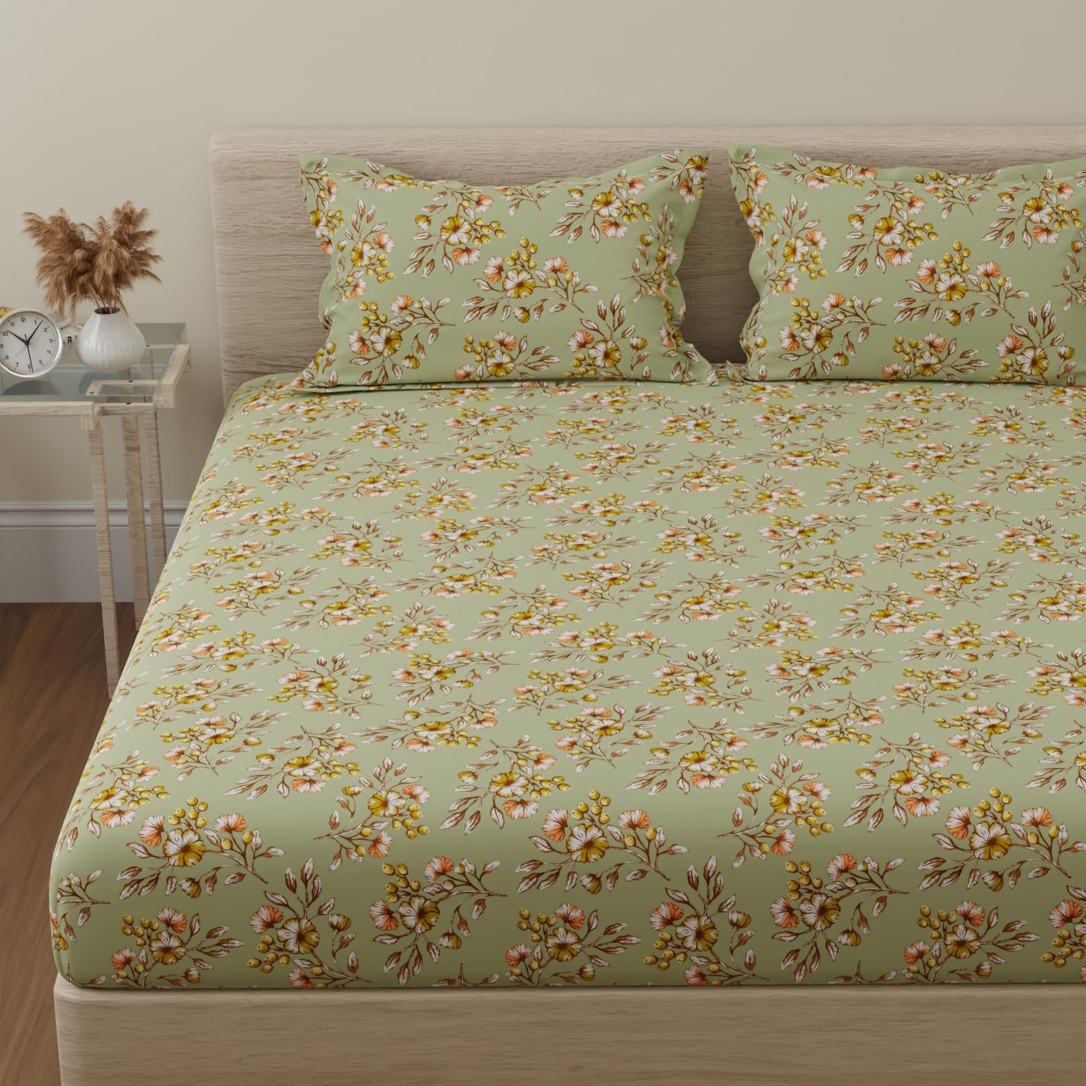 Huesland Cotton Fitted Sheet - Single Bed, Paisley Design -22