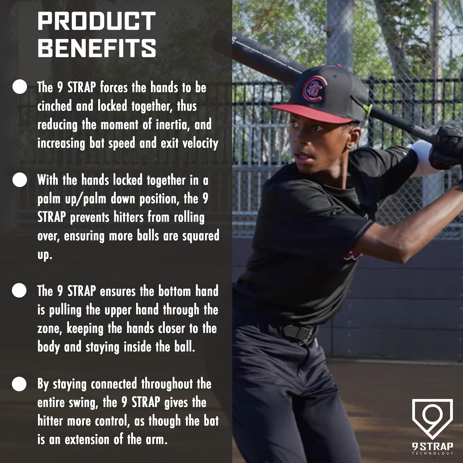 9 Strap Baseball Grip Strap Full Hide Hitting Tool | Original Two-Handed Swing Trainer for Injury Prevention, Bat Speed & Proper Mechanics