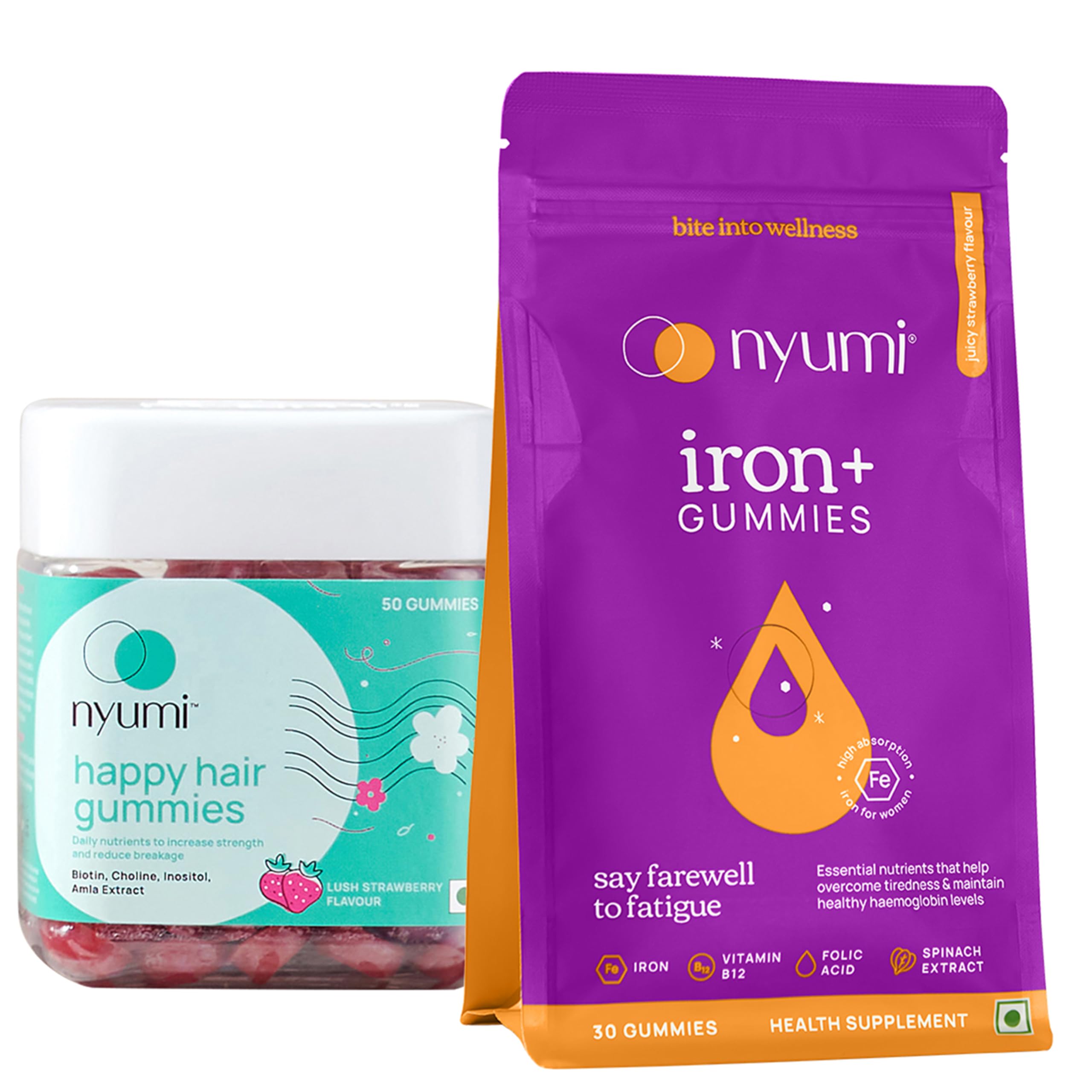 nyumi Hairfall Defense Kit|Reduces Hair Fall And Fatigue|30 Days Pack|With Gummy High Potency Biotin,Amla,Zinc,Vitamin C,E & B12,Spinach Extract|Fights Anemia|100%Vegan And Gut-Friendly (B0CNKMNGML) Amazon Price History, Amazon Price Tracker