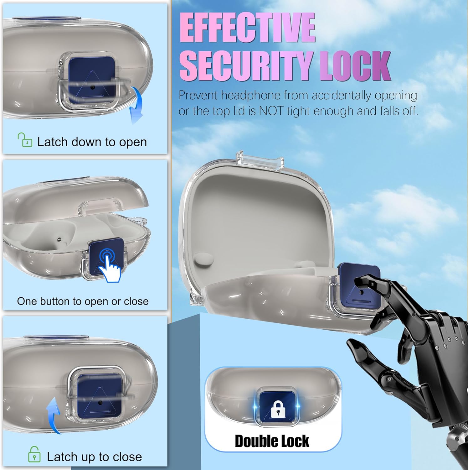 [Secure Lock] for Beats Powerbeats Pro 2 Case Cover (2025), LAKSDIURT Soft TPU Shockproof Protective Clear Case for Beats Powerbeats Pro 2 Accessories with Cleaner Kit/Keychain/Lanyard (Clear) - Image 4