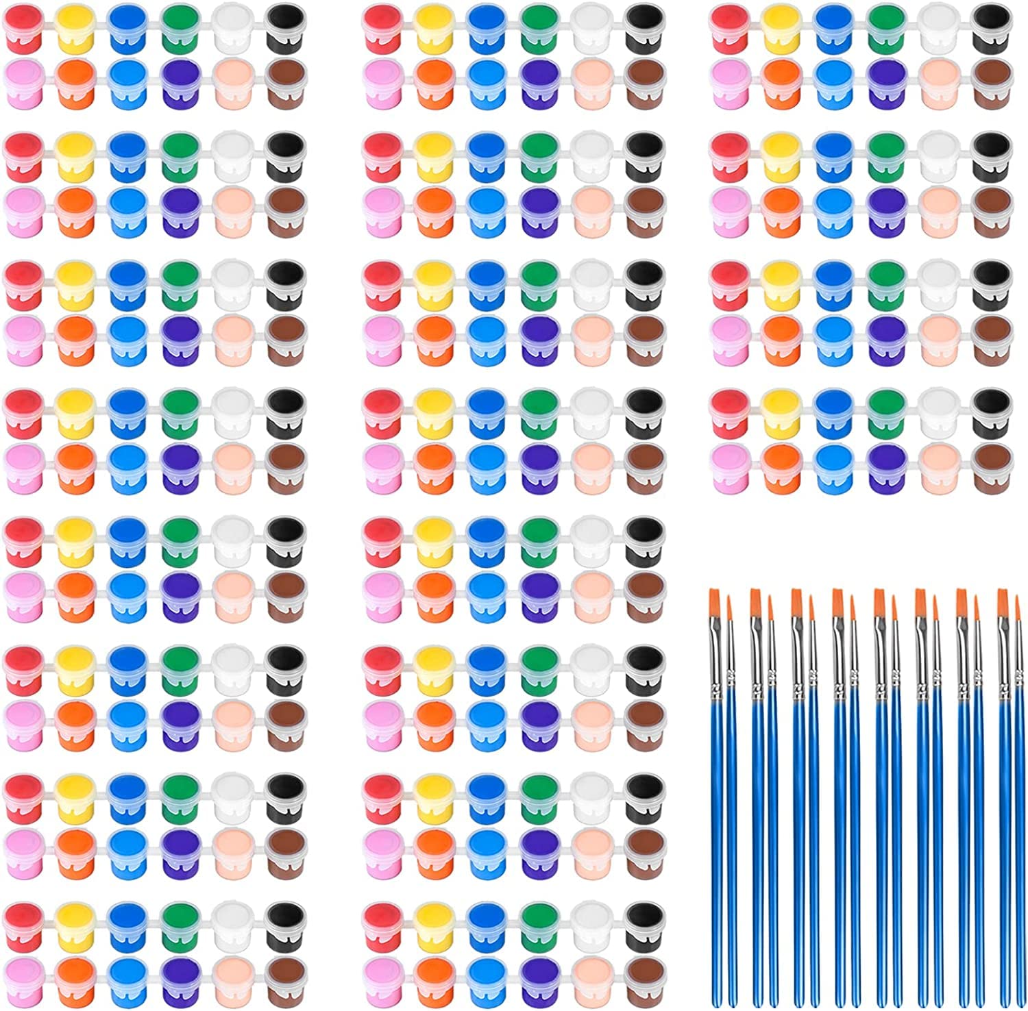 280 Pcs Mini Acrylic Paint Set for Kids, 12 Colors Washable Acrylic Paints Strip for Kids&Adults Craft Kit, with Mini Painting Container for Easter