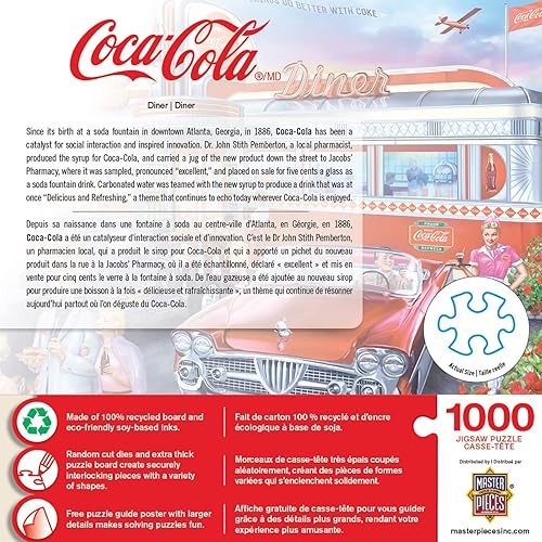 Miniatura 3 de Masterpieces Rompecabezas de 1000 piezas para adultos y familias  Coca-Cola Diner  19.25 x 26.75 pulgadas