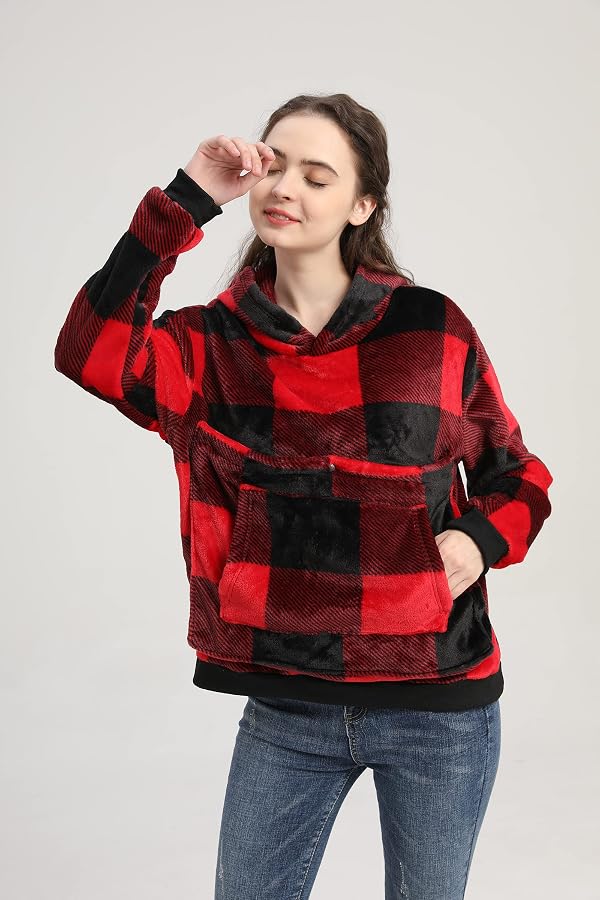 LINYUCHEN Cat Pouch Hoodie Large Pet Pouch Sweatshirt Puppy Kitten Holder Carrier Pullover Tops for Women Red by LINYUCHEN - Image 3