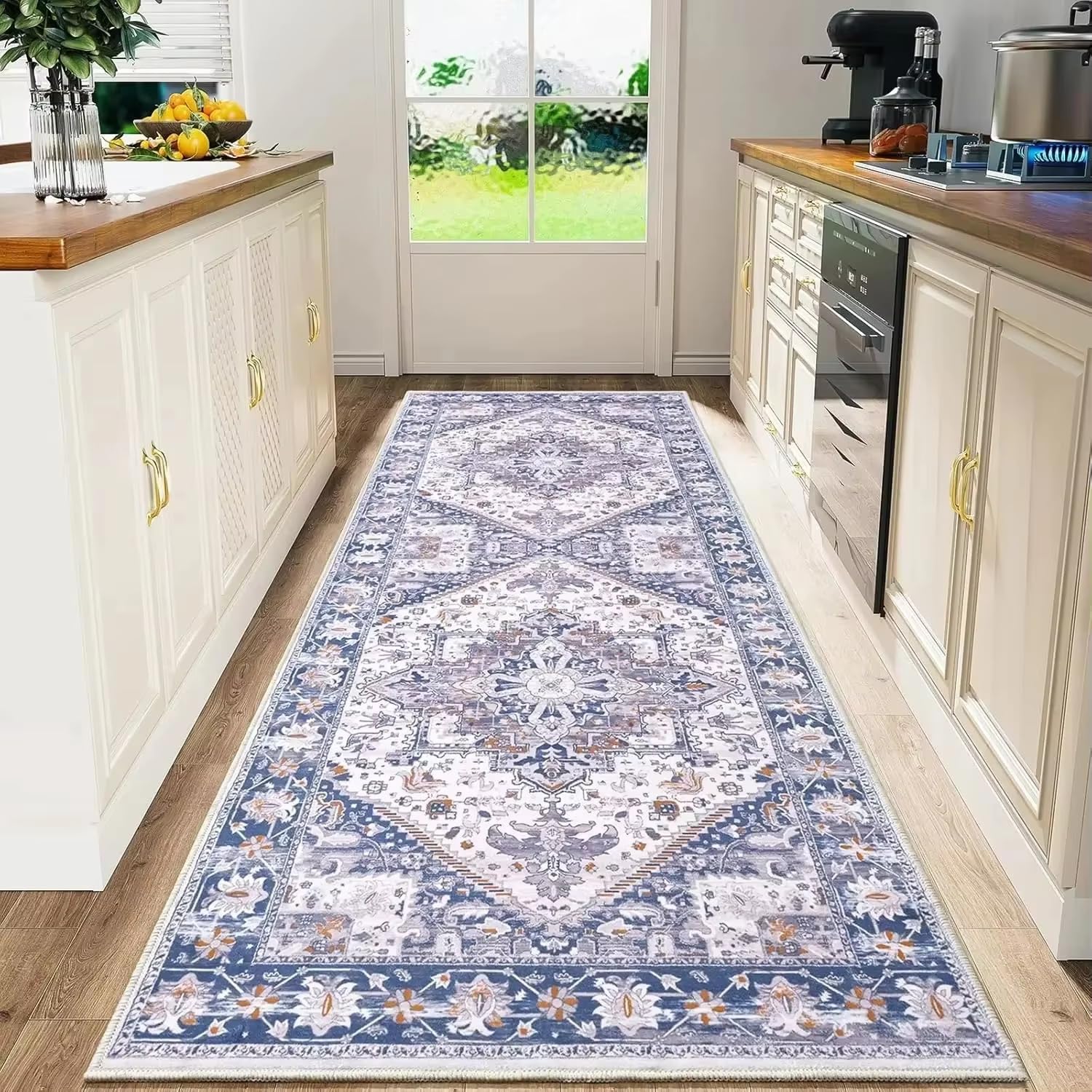 Alfombra larga vintage bohemia de 60x120 cm lavable para pasillo