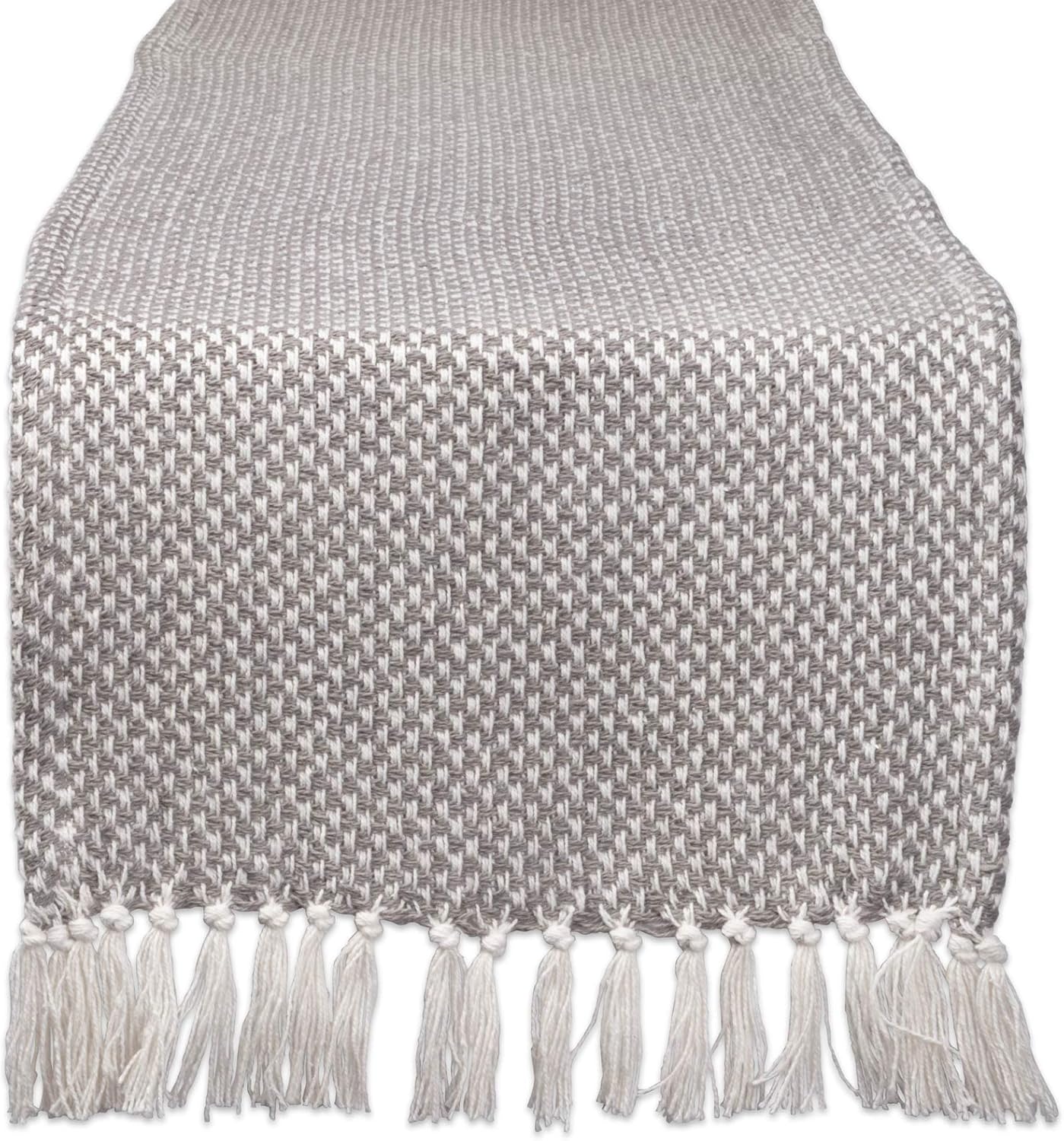 DII Woven Basics Collection 100% Cotton Knit Table Runner, 15x72, Gray : Everything Else