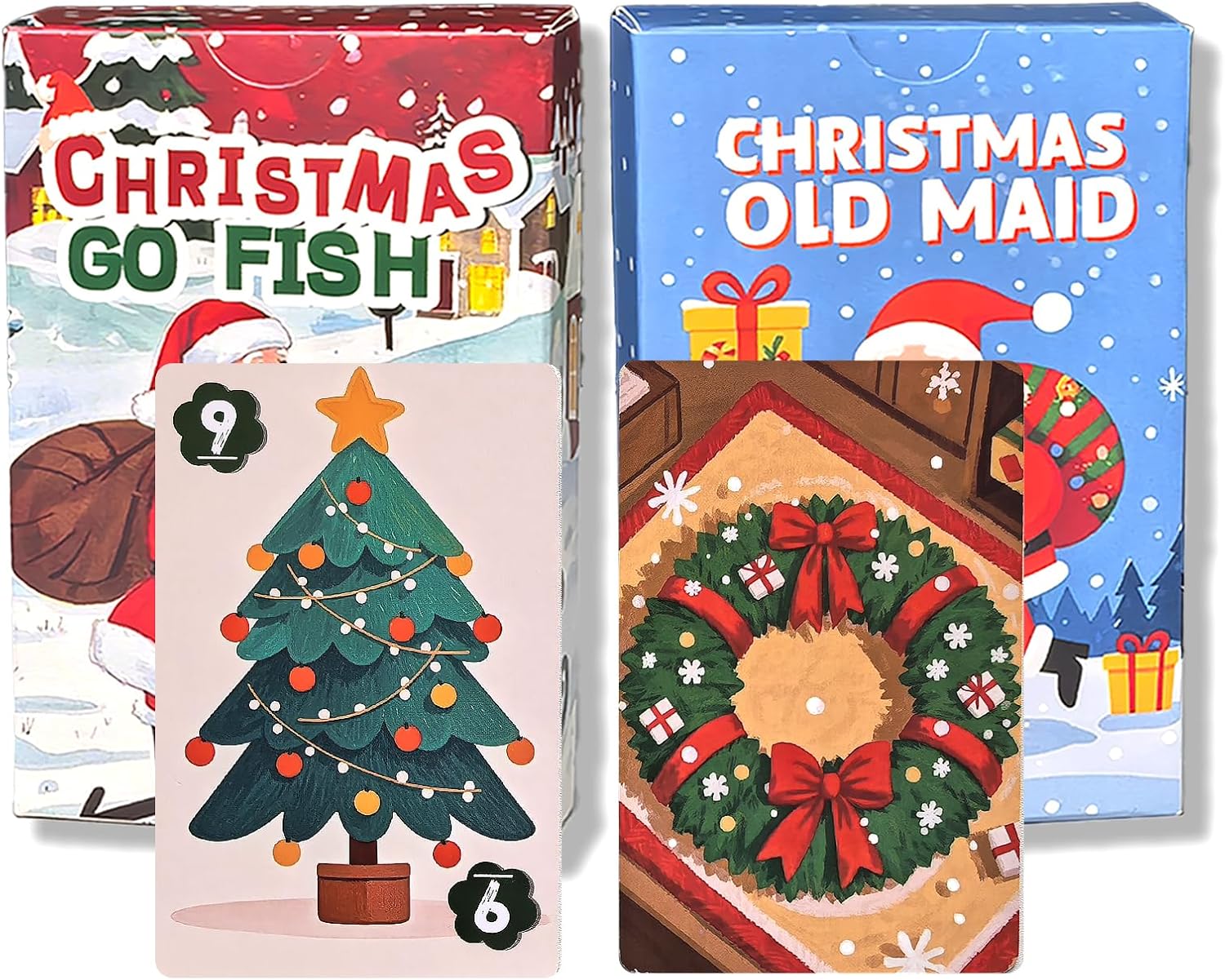 HXYCNNA 2 Decks Old Maid Card Games Go Fish Card Game Christmas Animal Playing Cards, Family Classic Party Games, Holiday Birthday Stocking Stuffers
