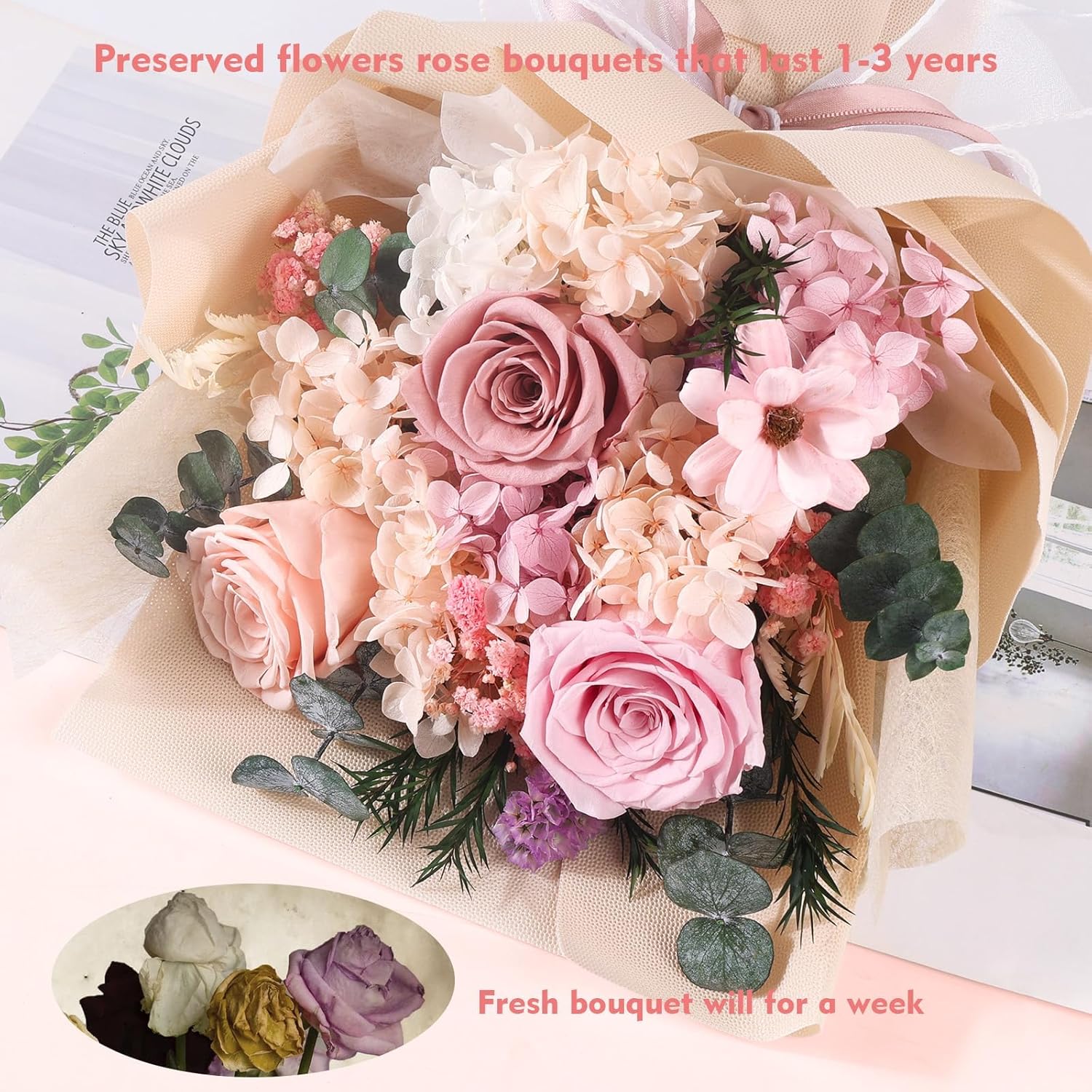 Flowers for Delivery Prime Preserved Flowers Bouquet That Last 3-5 Years Real Forever Roses Bouquet for Mom Mother Women Wife Girlfriend Anniversary Birthday Valentines Day Gifts for Her(Pink) - Image 2
